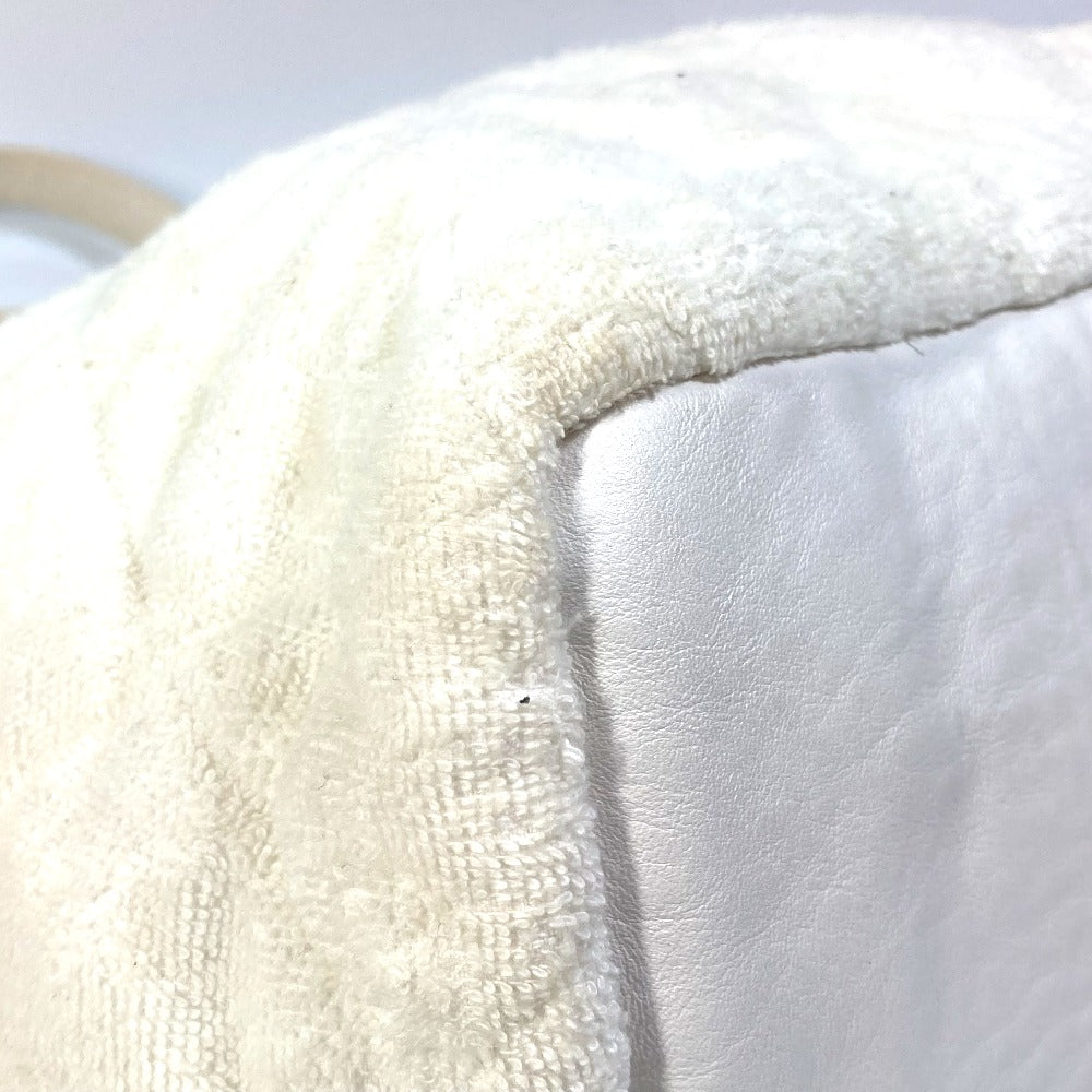 CHANEL Tote Bag Cotton leather white beach bag pile CC COCO Mark Women Used Authentic