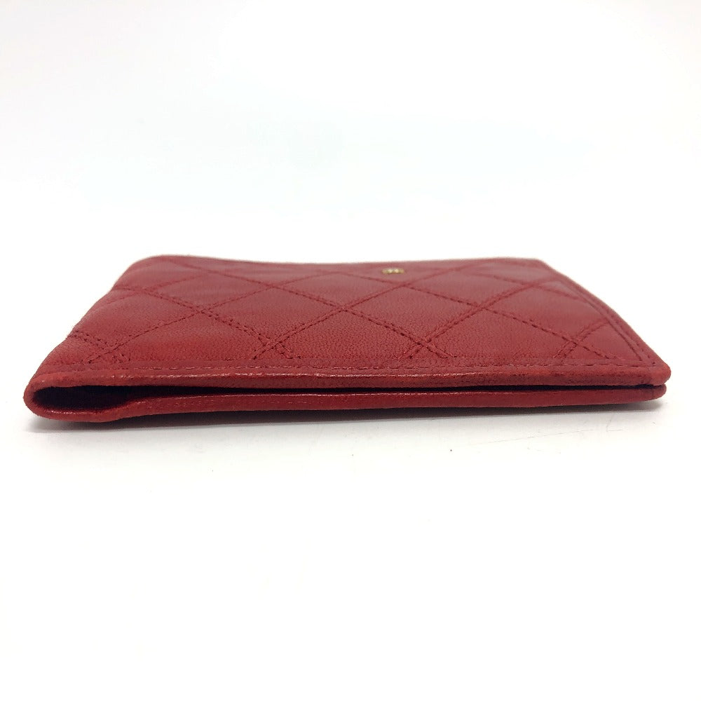 CHANEL Folded wallet lambskin Red Pico Lore Women Used Authentic
