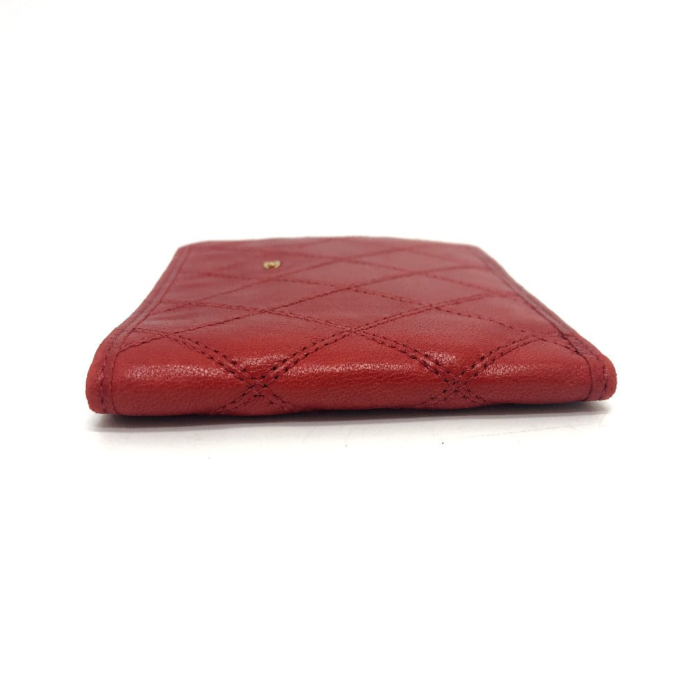 CHANEL Folded wallet lambskin Red Pico Lore Women Used Authentic