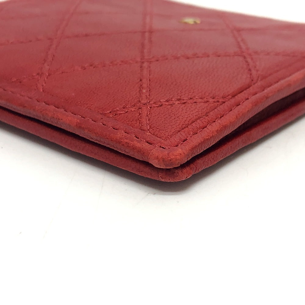 CHANEL Folded wallet lambskin Red Pico Lore Women Used Authentic