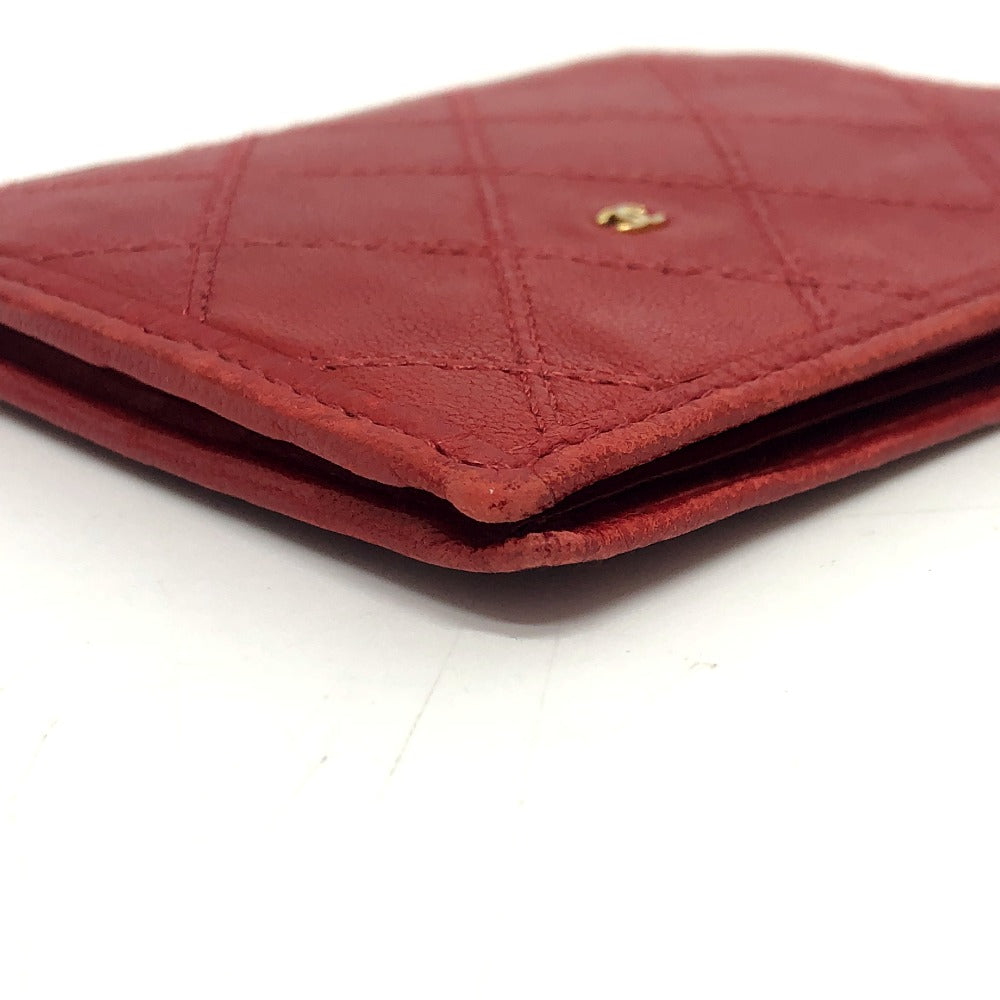 CHANEL Folded wallet lambskin Red Pico Lore Women Used Authentic