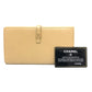CHANEL Folded wallet leather beige COCO Button Women Used Authentic