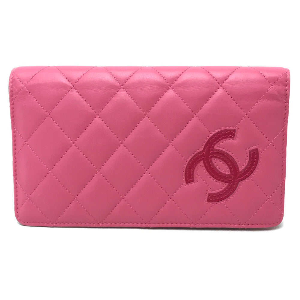 CHANEL Folded wallet A80211 lambskin pink Simply CC COCO Mark Wallet Women Used Authentic