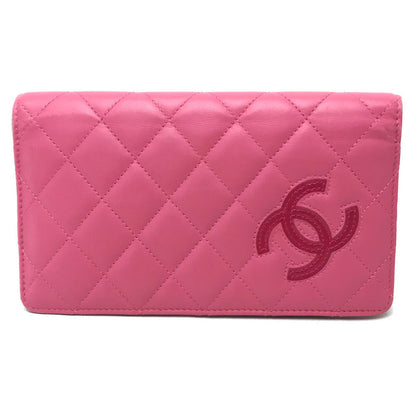 CHANEL Folded wallet A80211 lambskin pink Simply CC COCO Mark Wallet Women Used Authentic