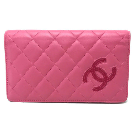 CHANEL Folded wallet A80211 lambskin pink Simply CC COCO Mark Wallet Women Used Authentic