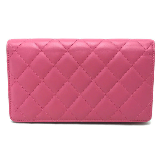 CHANEL Folded wallet A80211 lambskin pink Simply CC COCO Mark Wallet Women Used Authentic