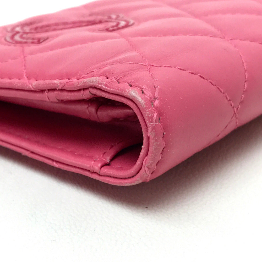 CHANEL Folded wallet A80211 lambskin pink Simply CC COCO Mark Wallet Women Used Authentic