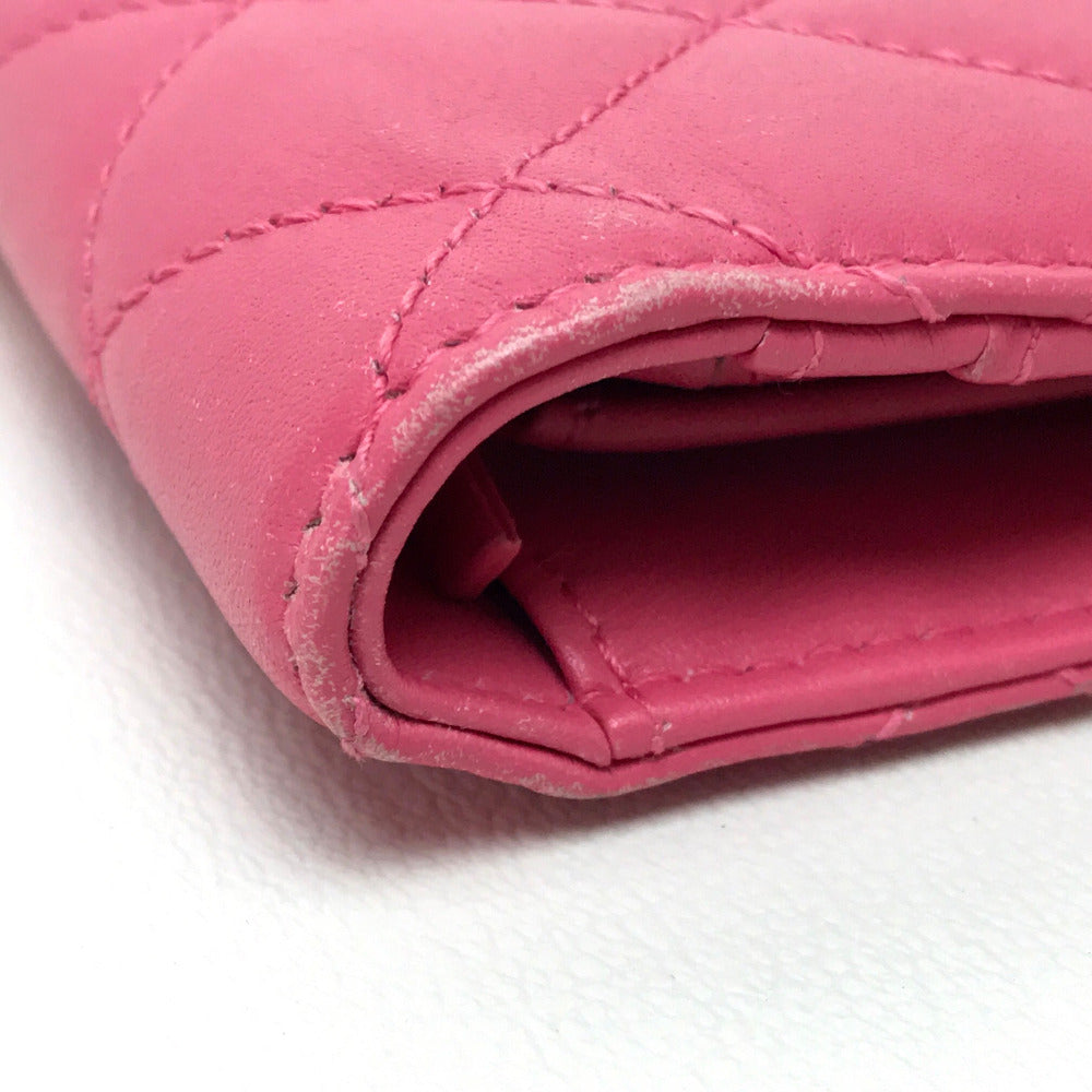 CHANEL Folded wallet A80211 lambskin pink Simply CC COCO Mark Wallet Women Used Authentic
