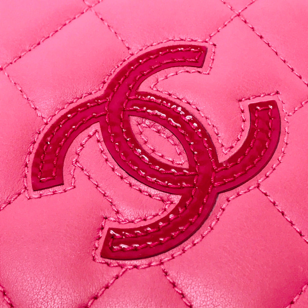 CHANEL Folded wallet A80211 lambskin pink Simply CC COCO Mark Wallet Women Used Authentic