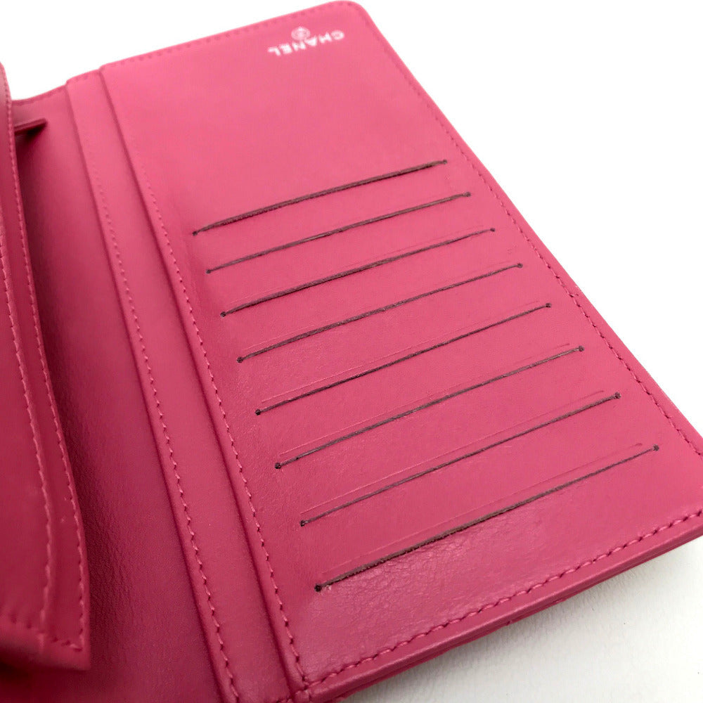 CHANEL Folded wallet A80211 lambskin pink Simply CC COCO Mark Wallet Women Used Authentic