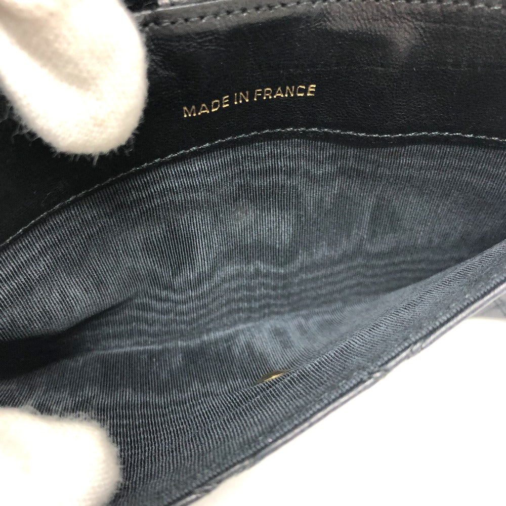 CHANEL Long Wallet Purse lambskin black Matrasse Women Used Authentic