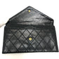 CHANEL Long Wallet Purse lambskin black Matrasse Women Used Authentic
