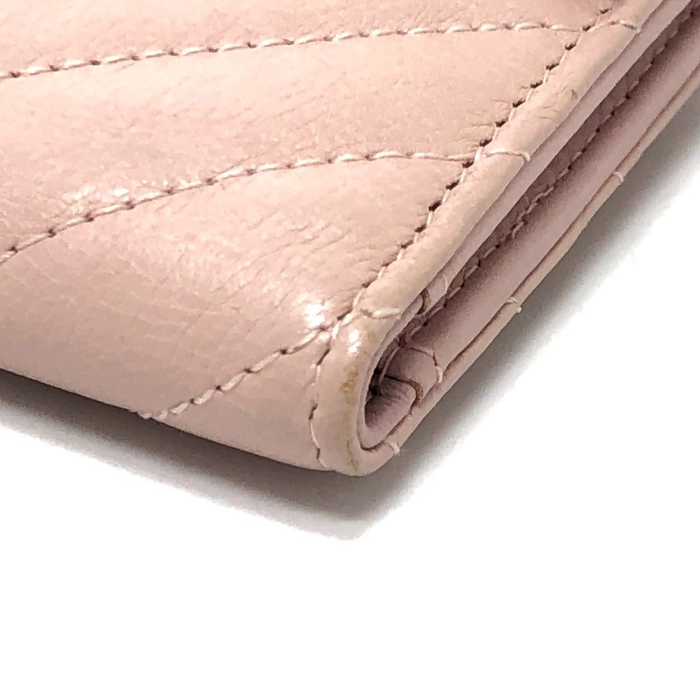 CHANEL Trifold wallet lambskin beige Vstitch Chevron