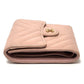 CHANEL Trifold wallet lambskin beige Vstitch Chevron