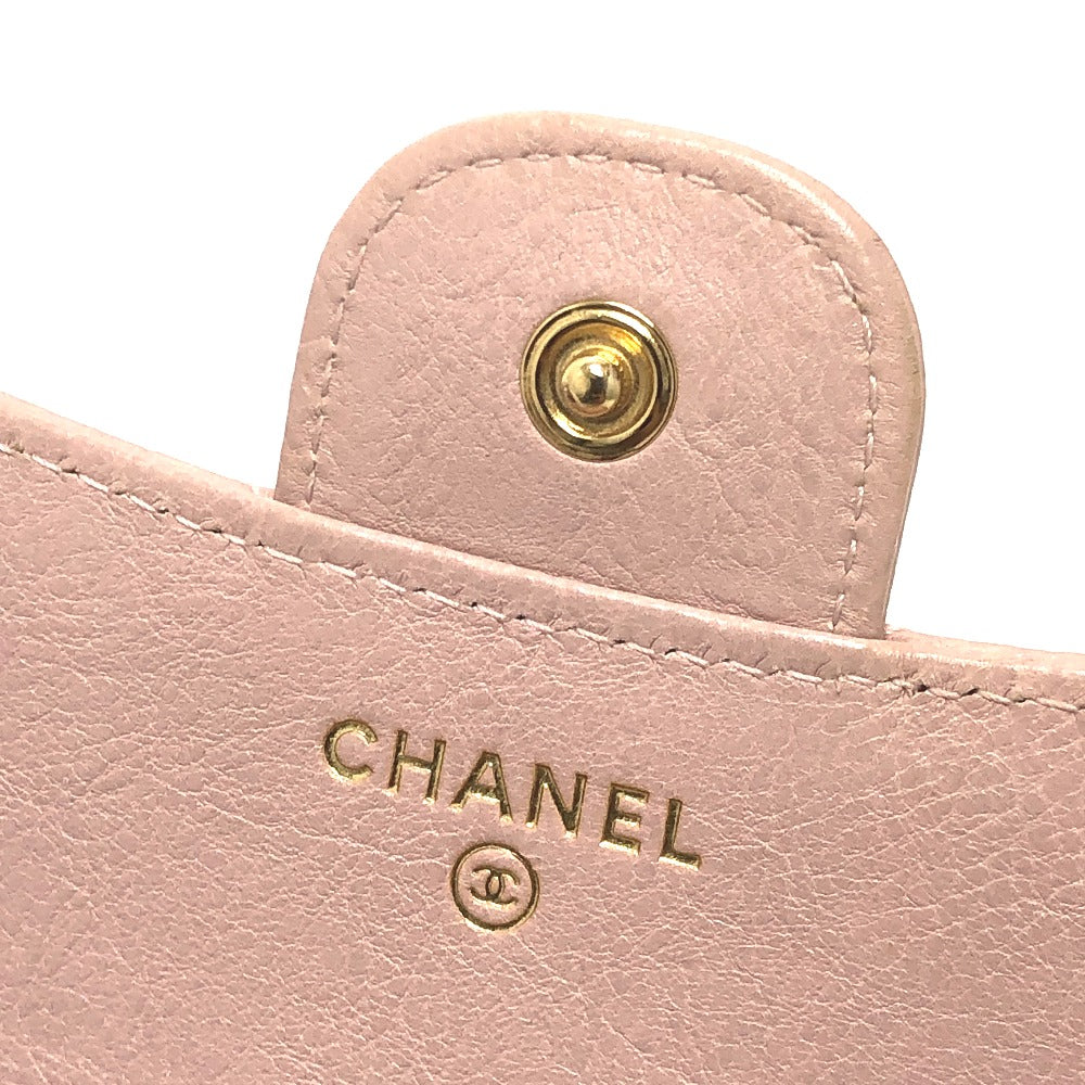 CHANEL Trifold wallet lambskin beige Vstitch Chevron