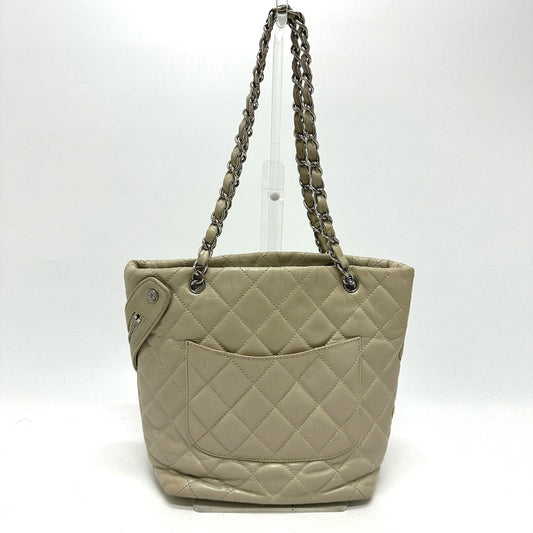CHANEL Shoulder Bag A34317 leather white Cambon Line Cotton Club CC COCO Mark Women Used Authentic