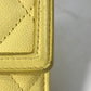 CHANEL Long Wallet Purse Caviar skin yellow Two fold Long wallet Filigree CC COCO Mark Women Used Authentic