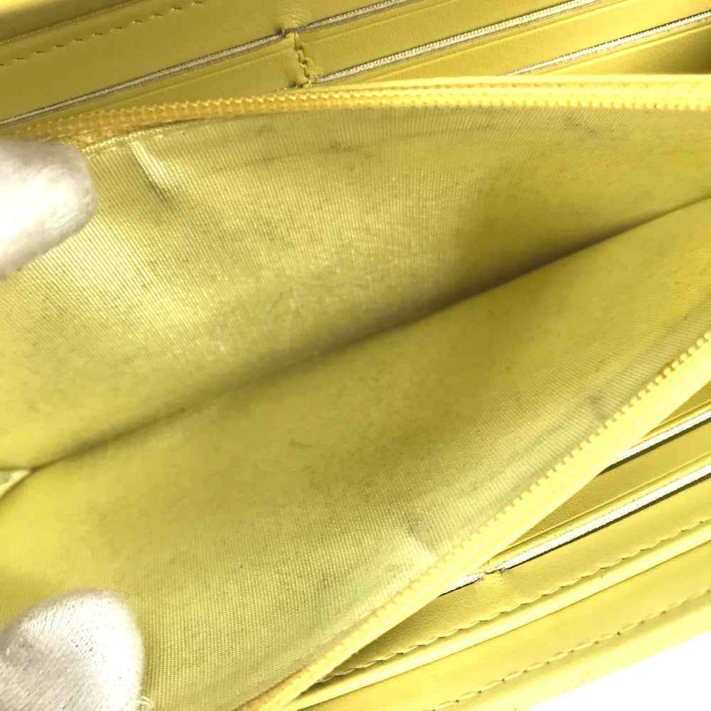 CHANEL Long Wallet Purse Caviar skin yellow Two fold Long wallet Filigree CC COCO Mark Women Used Authentic