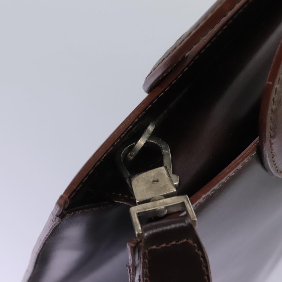 CELINE Hand Bag Leather Two Way Dark Brown Gold