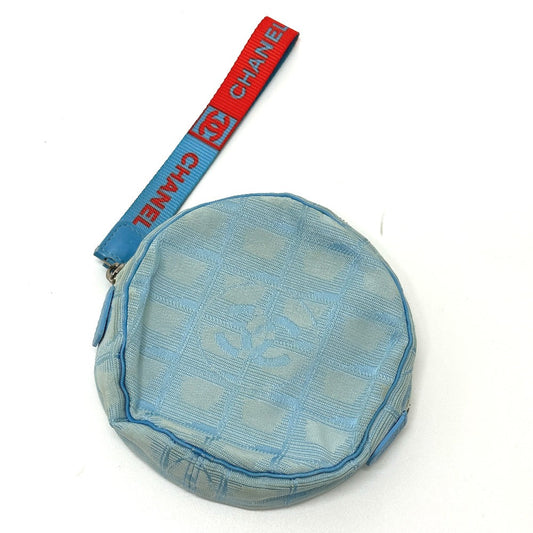 CHANEL Pouch Nylon blue Sports round Women Used Authentic
