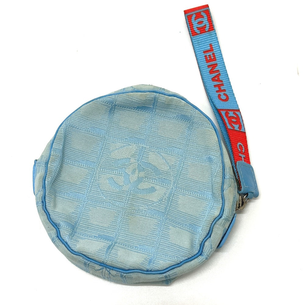CHANEL Pouch Nylon blue Sports round Women Used Authentic