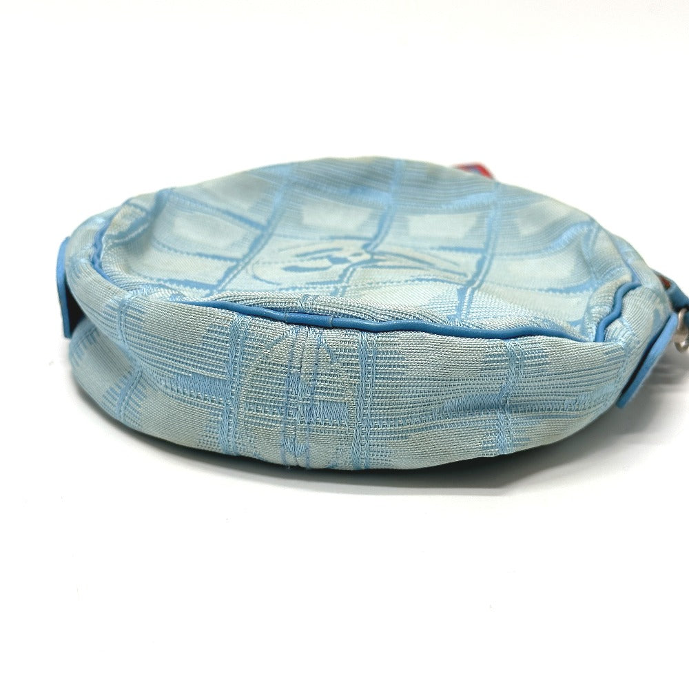 CHANEL Pouch Nylon blue Sports round Women Used Authentic