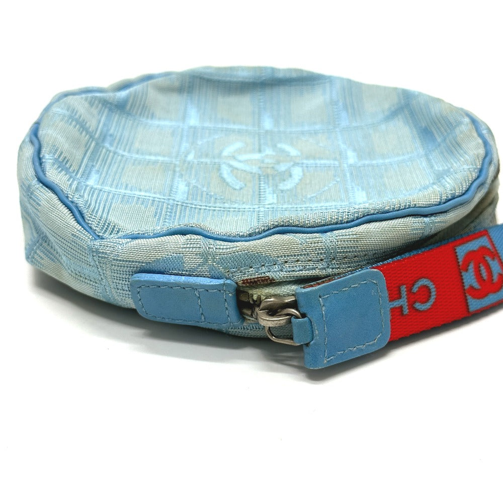 CHANEL Pouch Nylon blue Sports round Women Used Authentic