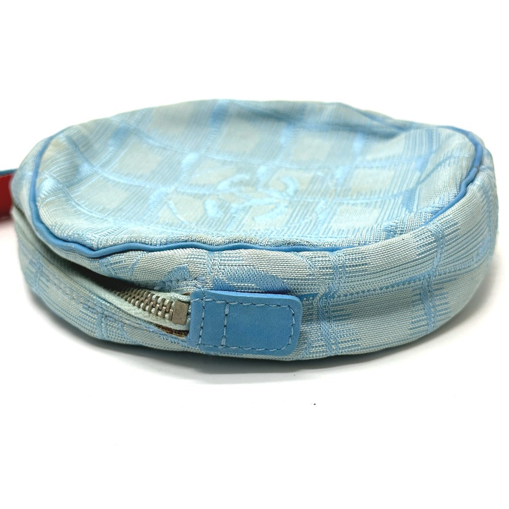 CHANEL Pouch Nylon blue Sports round Women Used Authentic