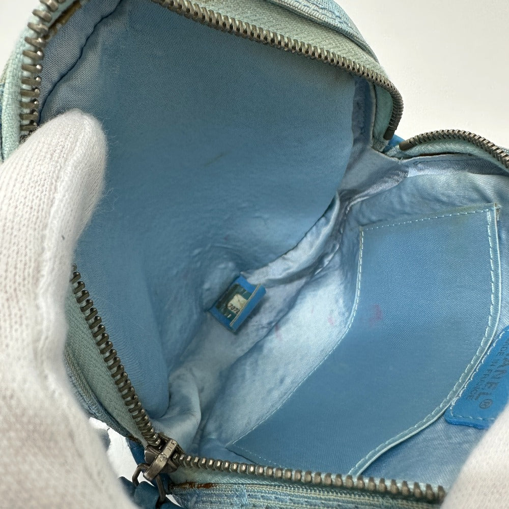 CHANEL Pouch Nylon blue Sports round Women Used Authentic