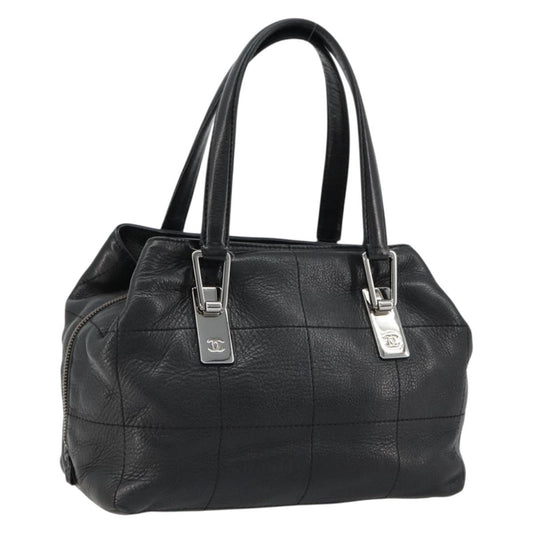 CHANEL Handbag Caviar Skin Black Silver CC