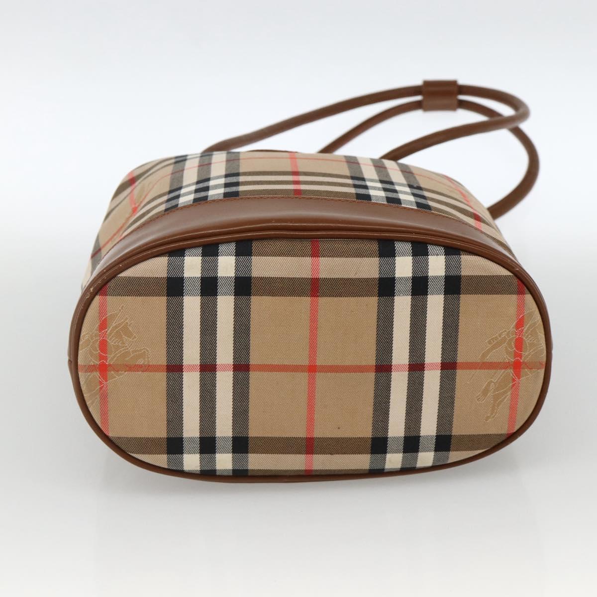 Burberrys Nova Check Shoulder Bag Canvas Beige Gold