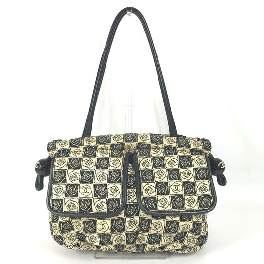 CHANEL Shoulder Bag canvas black Coco ball Camellia CC COCO Mark