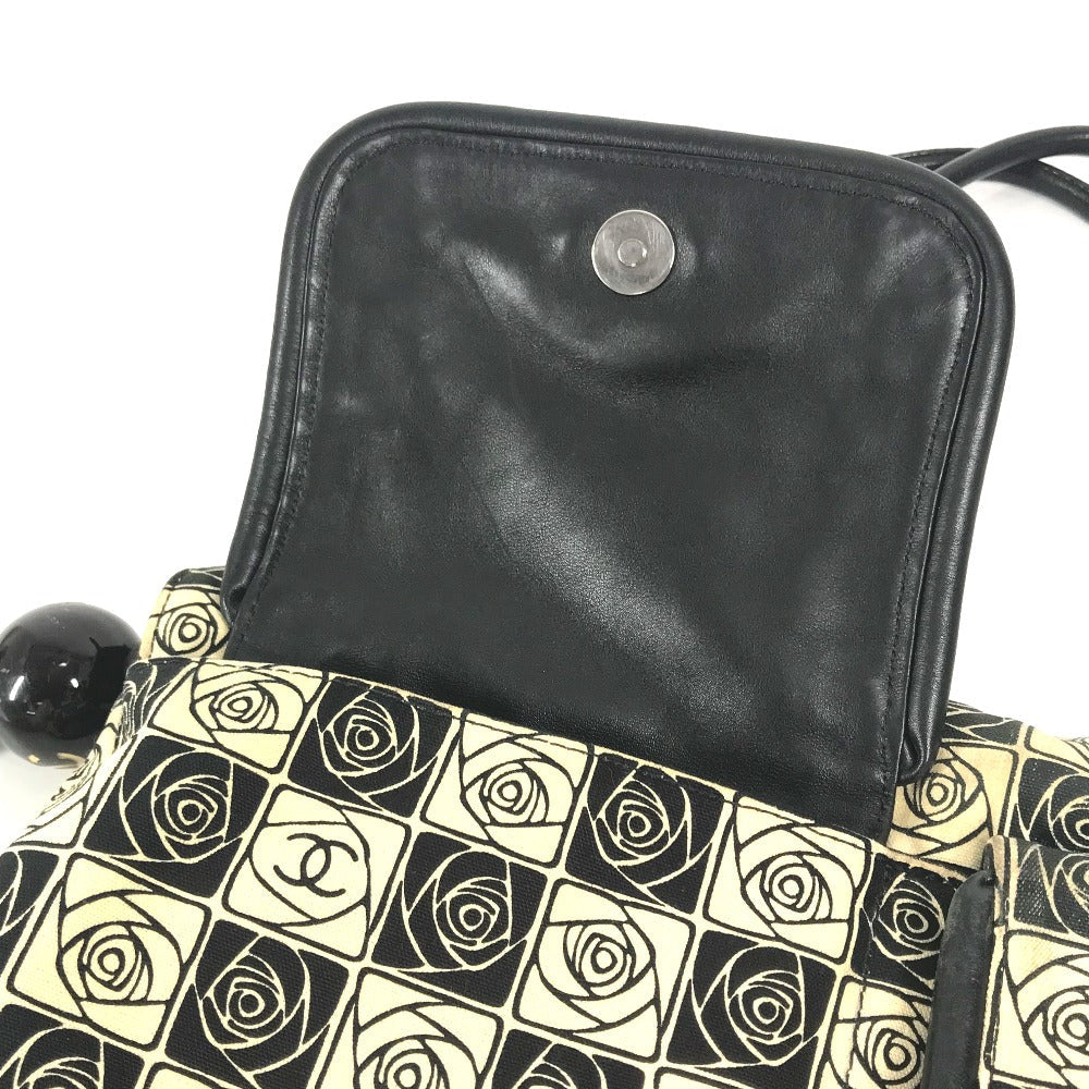 CHANEL Shoulder Bag canvas black Coco ball Camellia CC COCO Mark