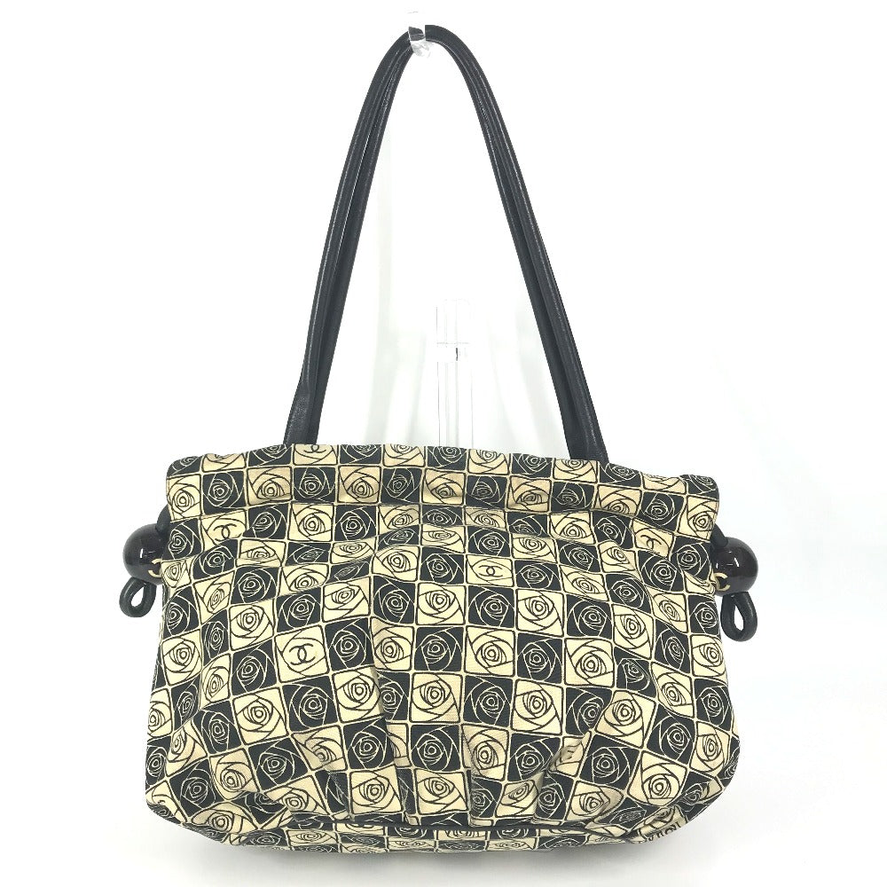 CHANEL Shoulder Bag canvas black Coco ball Camellia CC COCO Mark