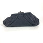CHANEL Clutch bag leather Dark Navy type Rhinestone Purse Purse Women Used Authentic