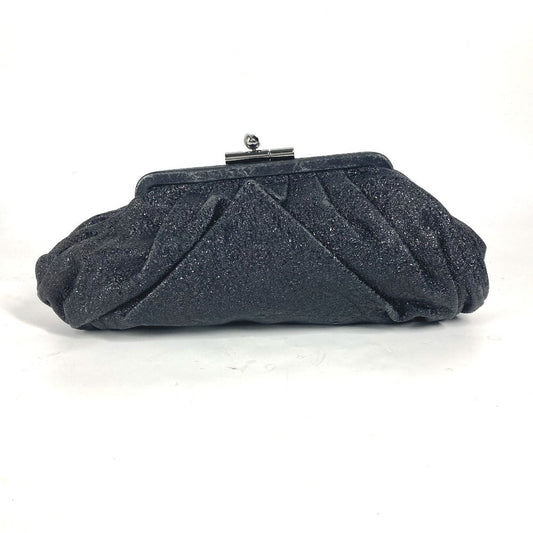 CHANEL Clutch bag leather Dark Navy type Rhinestone Purse Purse Women Used Authentic