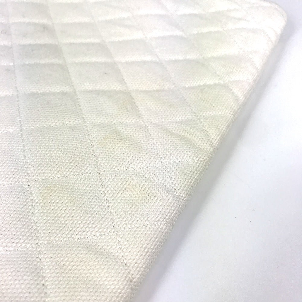CHANEL Clutch bag canvas white COCO Coco logo Women Used Authentic