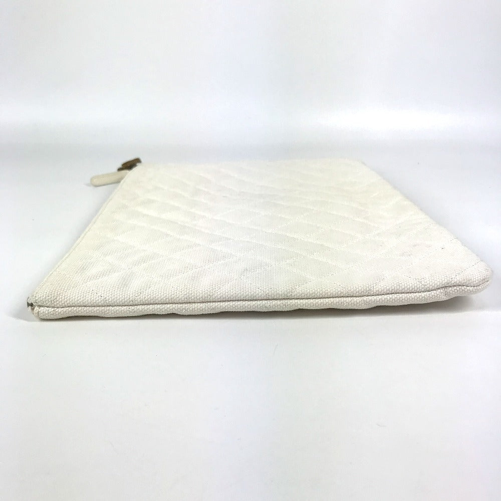 CHANEL Clutch bag canvas white COCO Coco logo Women Used Authentic