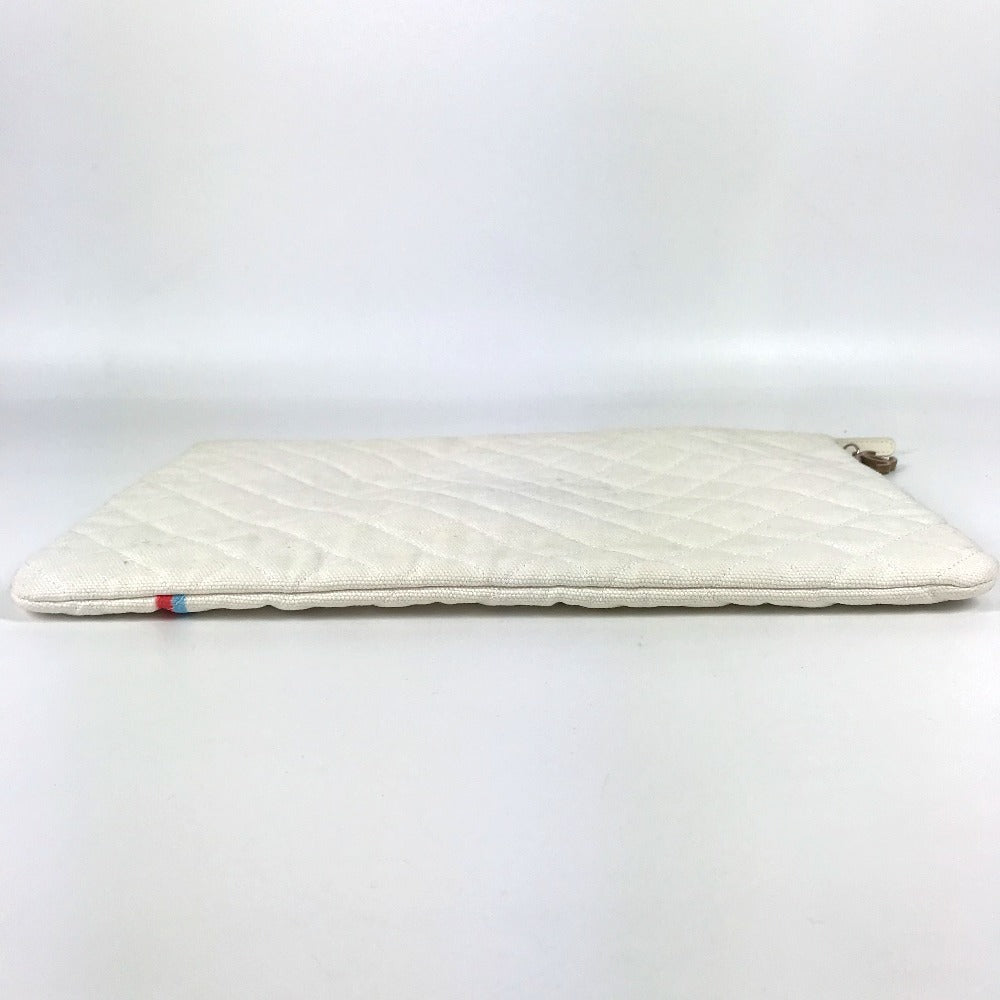 CHANEL Clutch bag canvas white COCO Coco logo Women Used Authentic