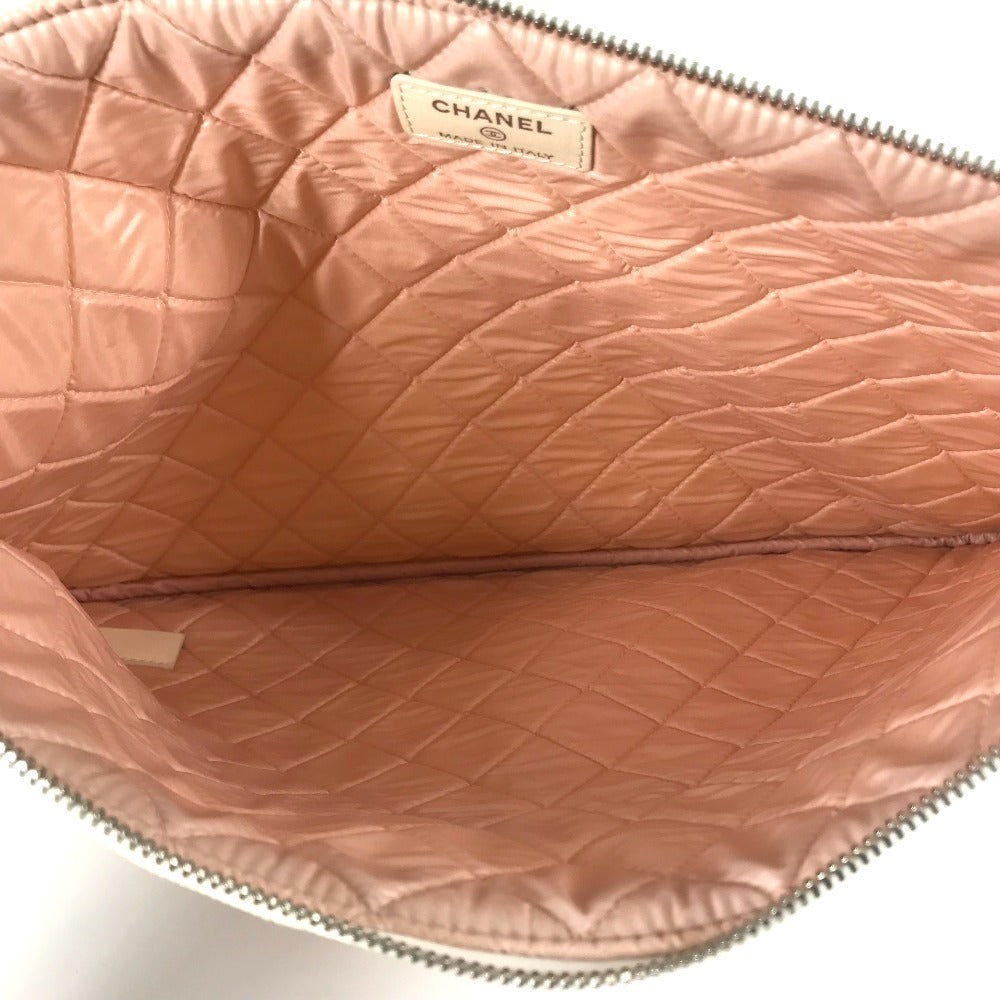 CHANEL Clutch bag canvas white COCO Coco logo Women Used Authentic
