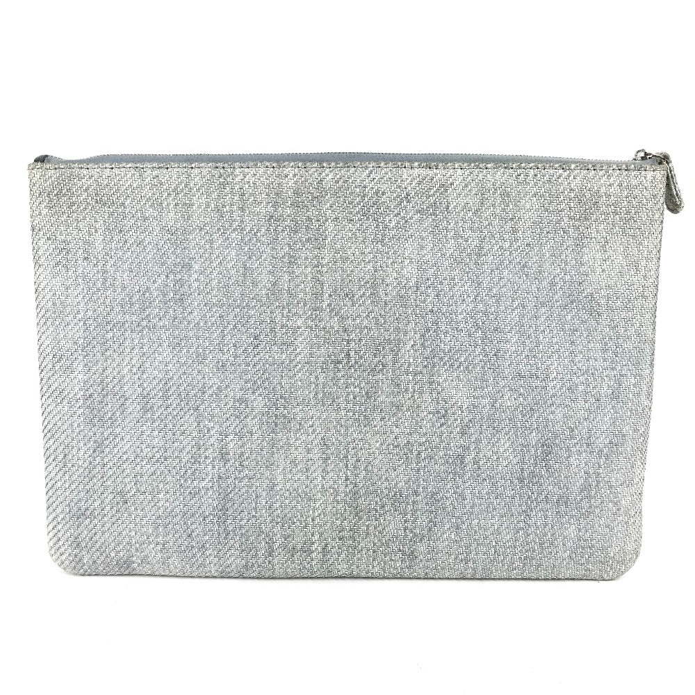 CHANEL Clutch bag canvas blue logo Deauville Women Used Authentic