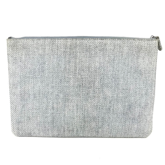 CHANEL Clutch bag canvas blue logo Deauville Women Used Authentic