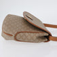 CELINE Macadam Monogram Canvas Shoulder Bag Beige Gold