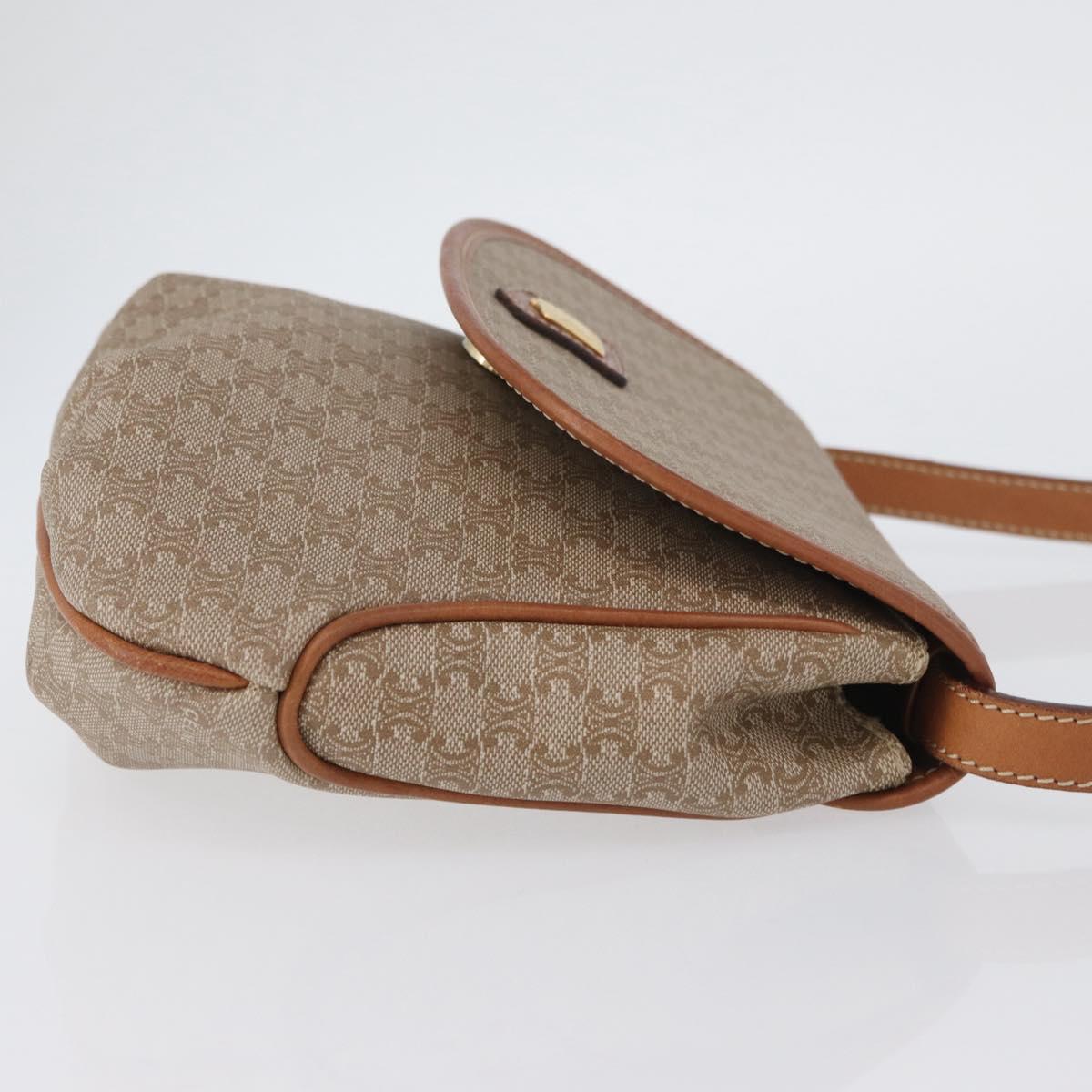 CELINE Macadam Monogram Canvas Shoulder Bag Beige Gold
