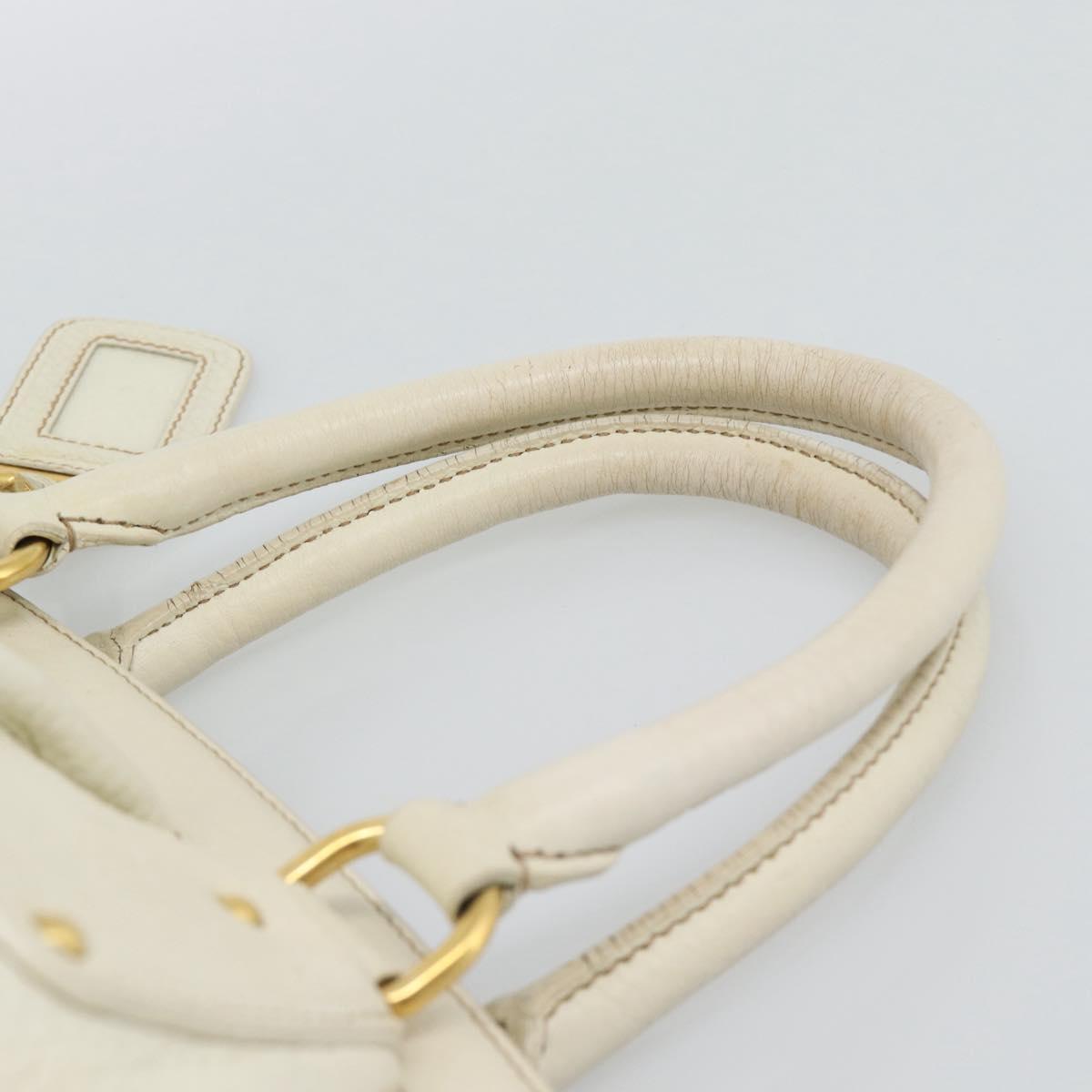 PRADA Hand Bag Vitello Daino Leather White Gold