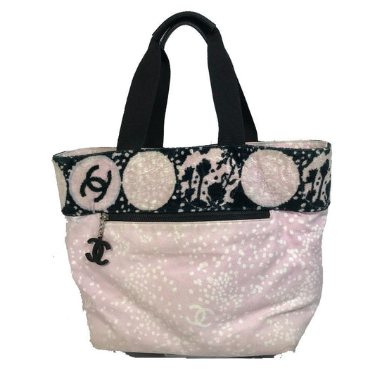 CHANEL Tote Bag canvas Light pink x black COCO Mark Women Used Authentic