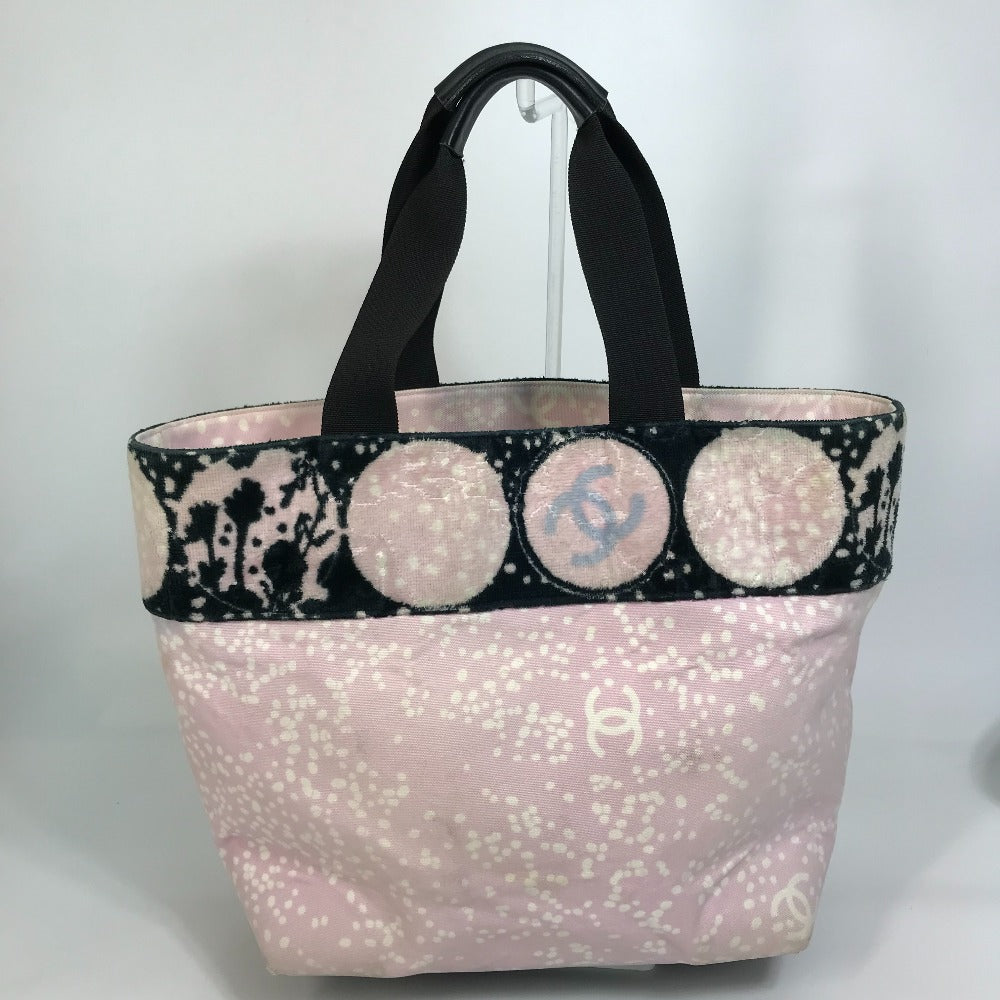 CHANEL Tote Bag canvas Light pink x black COCO Mark Women Used Authentic