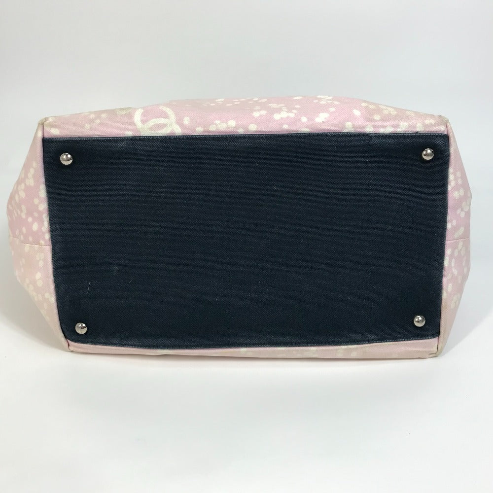 CHANEL Tote Bag canvas Light pink x black COCO Mark Women Used Authentic