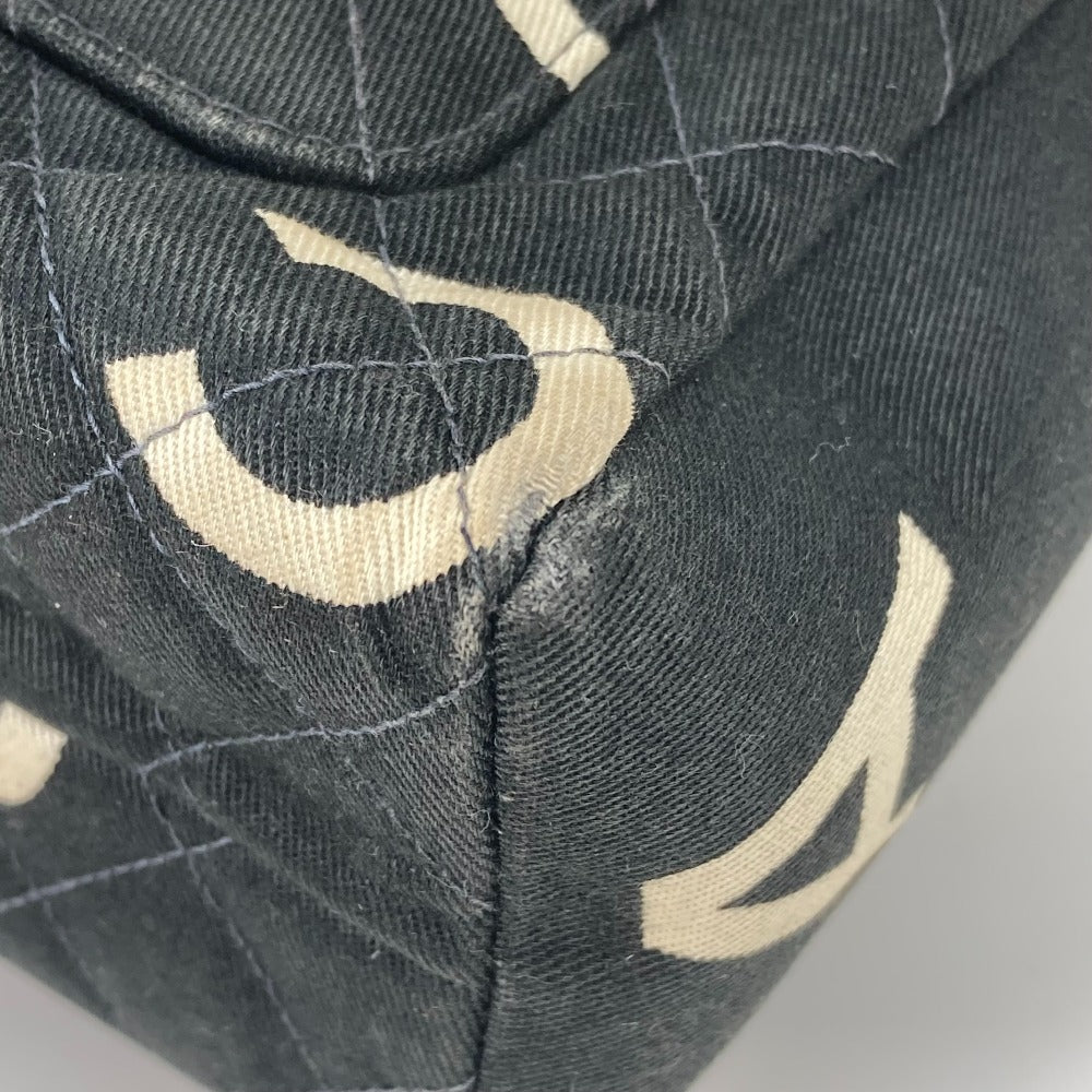 CHANEL Handbag canvas black All-over logo Women Used Authentic
