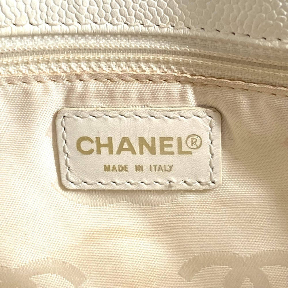 CHANEL Shoulder Bag Caviar skin white vintage CC COCO Mark logo drawstring bag Women Used Authentic